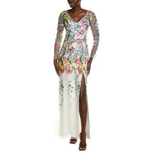 Marchesa Notte Womens  Ribbons Gown, White